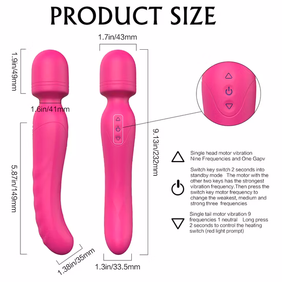 Massagem Corporal de Duas Cabeças Poderosa Varinha Mágica Massageadora USB Recarregável Ponto G Mamilo Vagina Clitóris Vibradores Brinquedos Adultos Produtos Sexuais para Mulheres